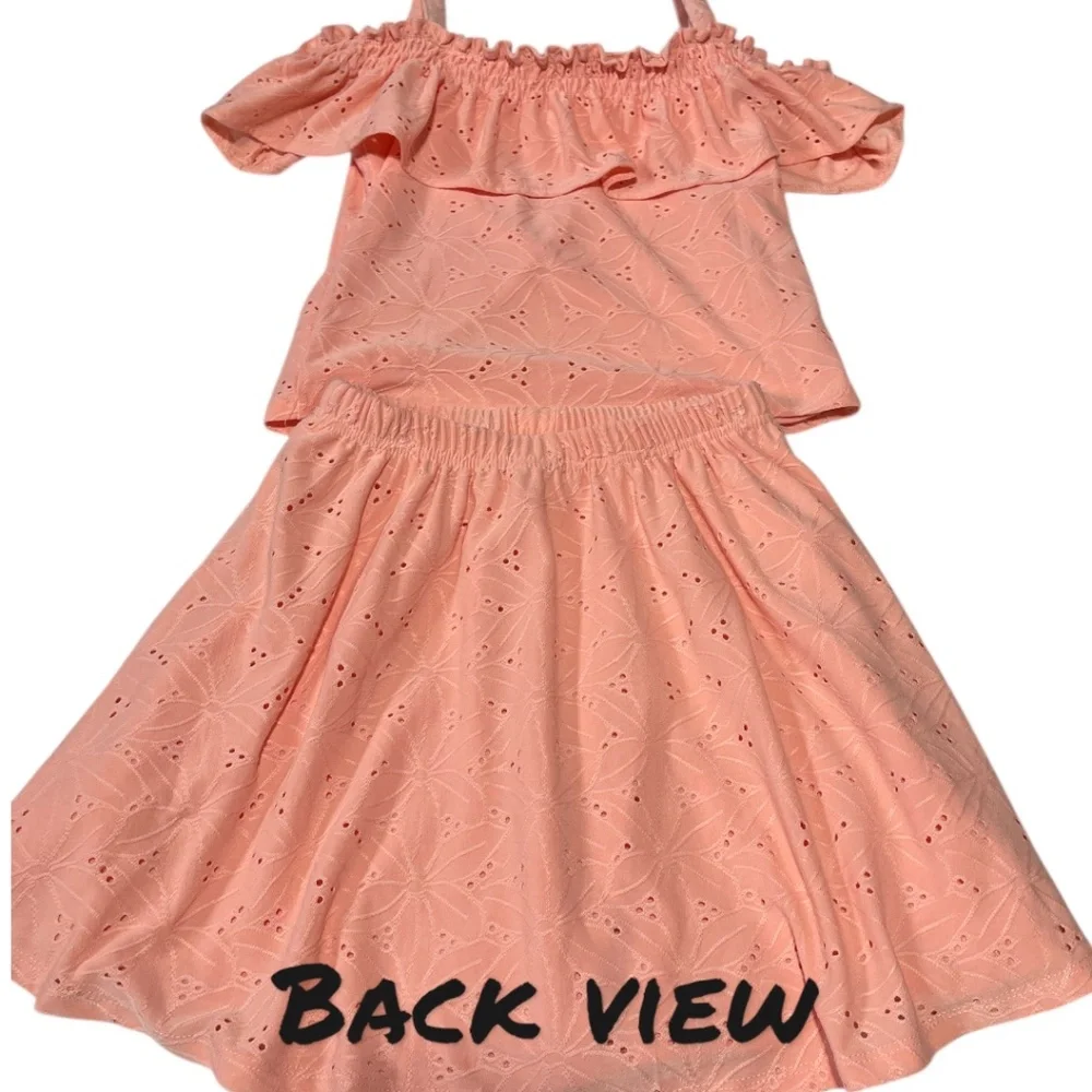 NWOT Tahari Girls‎ 2ps Eyelet Top & Skirt Size 10 Color Coral